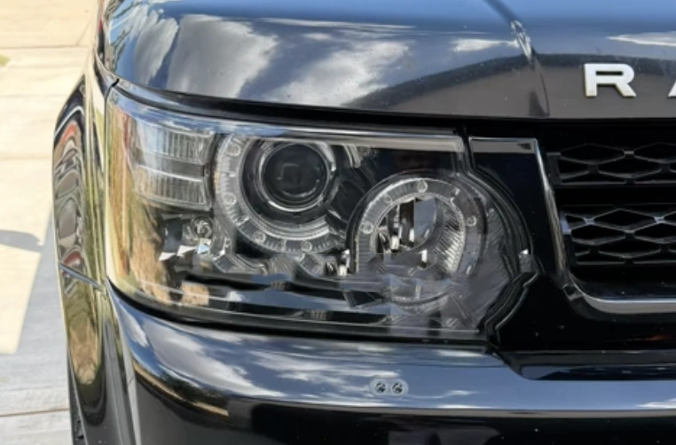 Range Rover headlight after restoration